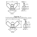 DIN315 M8 m10 Stainless steel Wing Nut